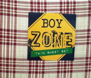 Boy Zone All Sports Red & White Plaid Sheet Set, Twin   Childrens Pillowcase And Sheet Sets