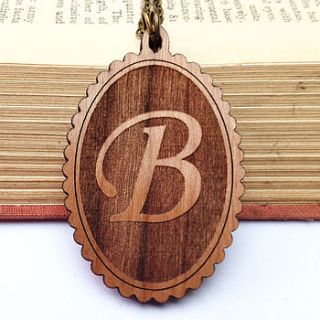 wooden customised initial necklace by little orange