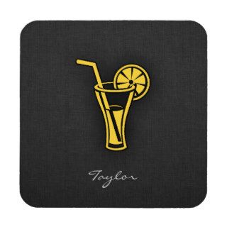 Yellow Amber Cocktail Beverage Coasters