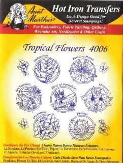 Tropical Flowers Aunt Martha's Hot Iron Embroidery Transfer