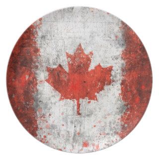 Paint Splatter Canadian Flag Dinner Plates