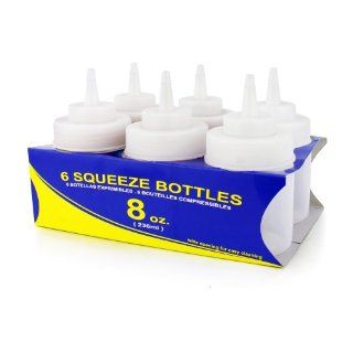 New Star Restaurant Quality Plastic Squeeze Bottle, Wide Mouth, 8 Ounce, Set of 6, Clear Kitchen & Dining