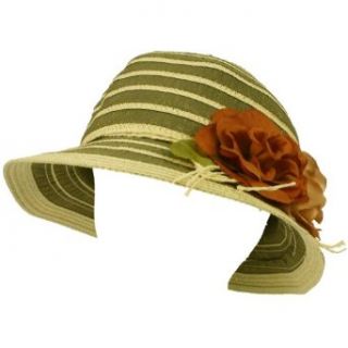 UPF 50+ Summer Floral Cloche Bell Bucket Packable Sun Hat Cap Shimmer Gold Olive