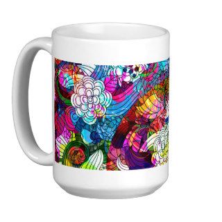 Colorful Retro Romantic Floral Collage Coffee Mugs