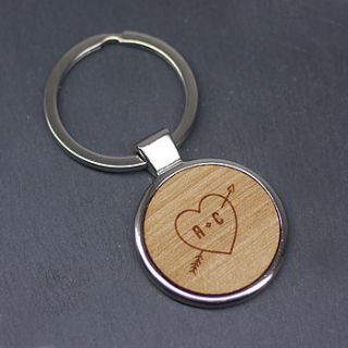 initial and heart key ring by maria allen boutique
