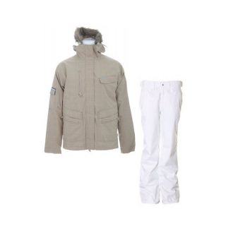 Special Blend Shifter Jacket Tan Check Grid w/ Special Blend Duchess Pants White   Womens jacket pkg 445