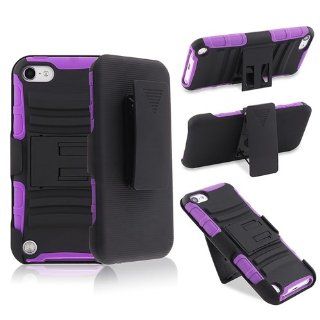 eForCity Hybrid Stand Case with Holster Compatible with Apple® iPod touch® 5th Generation, Purple Skin / Black Hard  Players & Accessories