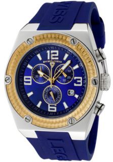 Swiss Legend 30025 03 GB  Watches,Mens Throttle Chrono Blue Dial Gold IP Bezel Blue Silicone, Chronograph Swiss Legend Quartz Watches