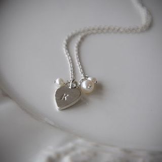 personalised silver heart and pearl necklace by samphire jewellery