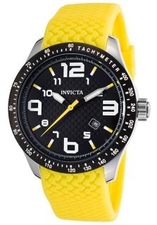 Invicta 16644  Watches,Mens BLU Black Textured Dial Yellow Polyurethane, Casual Invicta Quartz Watches