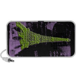 Purple and Green Eiffel Tower PARIS Phone Case iPod Speakers