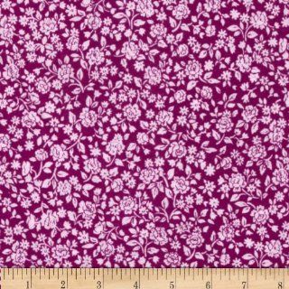 60 Wide Cotton Blend Jersey Knit Ditsy Daisies Magenta Fabric By The Yard
