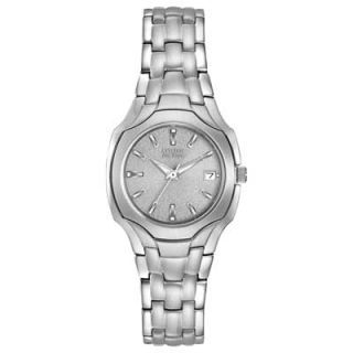 ladies citizen eco drive bracelet watch with silver dial in stainless
