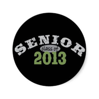 Senior 2013 Green Round Stickers