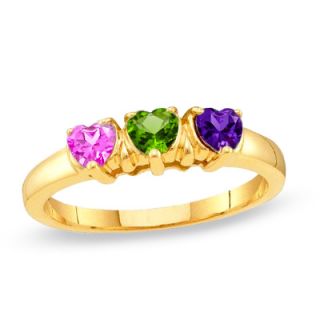 Mom Heart Shaped Birthstone Ring in 10K White or Yellow Gold (2 5