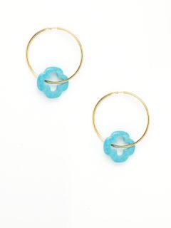 Turquoise Clover Hoop Earrings by Privileged
