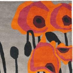 Handmade Elegance Grey/ Orange New Zealand Wool Rug (5'x 8') Safavieh 5x8   6x9 Rugs