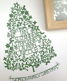 personalised christmas family tree papercut by papercuts by cefuk