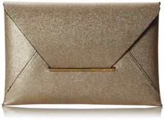 BCBG Harlow Signature Envelope Clutch, Gold, One Size Shoes