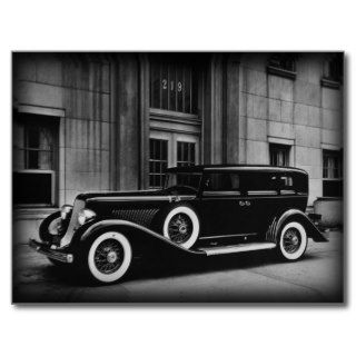 Black And White Vintage Car Photograph Post Card