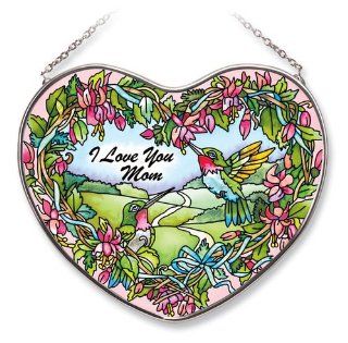 Shop Amia 7 Inch by 6 Inch Heart Shaped Handpainted Glass I Love You Mom Suncatcher, Floral and Hummingbird at the  Home Dcor Store. Find the latest styles with the lowest prices from Amia