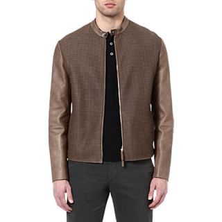 ARMANI   Contrast panel leather jacket