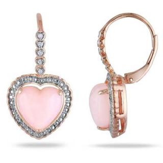 10.0mm Heart Shaped Pink Opal and Diamond Accent Heart Earrings in