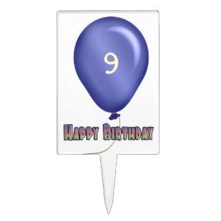 Pretty Blue Balloon with Customizable Age Rectangular Cake Pick