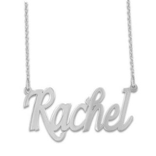 Personalized Script Name Necklace in 10K White Gold (8 Letters