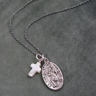 st christopher and cross necklace by black pearl