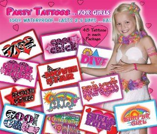 Temporary Tattoos, Girls Party Pack, 48 Count Packages (Pack of 2) Health & Personal Care