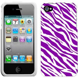 Apple iPhone 4 4S Purple White Zebra Print Cover Case Cell Phones & Accessories