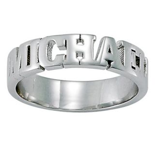 Sculpted Carved Name Band in Sterling Silver (12 Characters