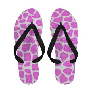 Giraffe Print Pattern Girly Chic Pink Flip Flops