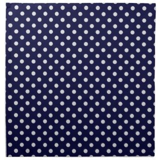 Navy Blue White Polka Dot Pattern Printed Napkin