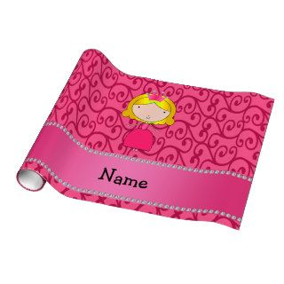 Personalized name princess pink swirls gift wrapping paper