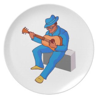 guitar player sitting on amp blues blue.png party plates