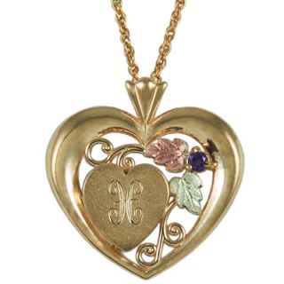 Black Hills Gold Engraveable Heart Pendant 1 Stone and 1 Letter