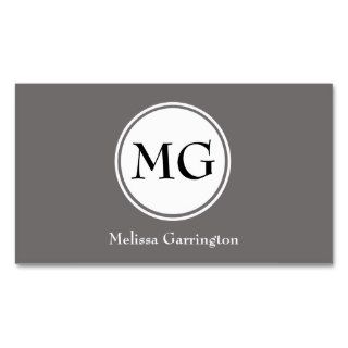 Gray Simple Circle Monogram Custom Business Cards