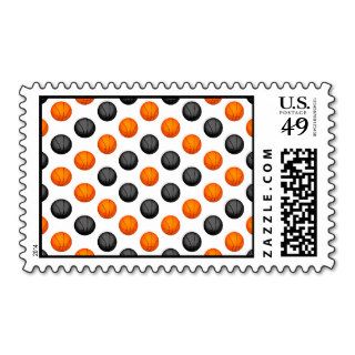 Gray and Orange Basketball Pattern Postage Stamp