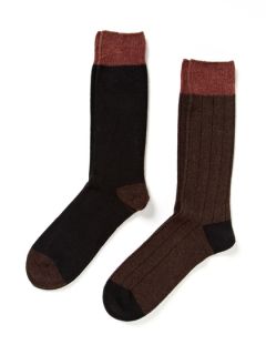 Colorblock And Ribbed Socks (2 Pack) by ilux