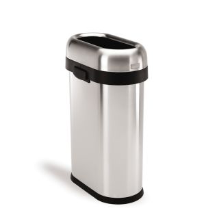 simplehuman 50 Liter(S) Brushed Stainless Steel Slim Open Indoor Garbage Can