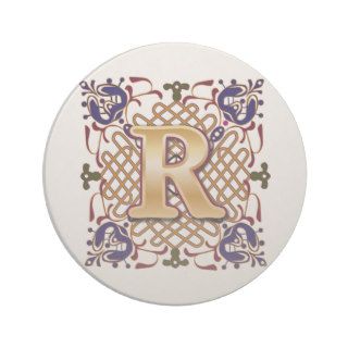 Celtic Monogram Letter R Beverage Coasters