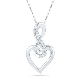 Diamond Accent Infinity Symbol with Heart Pendant in 10K White Gold