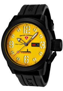 Swiss Legend 10543 BB 07  Watches,Mens Submersible Yellow Dial Black IP Case Black Silicone, Casual Swiss Legend Quartz Watches