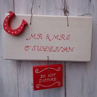 personalised mr & mrs door sign by giddy kipper