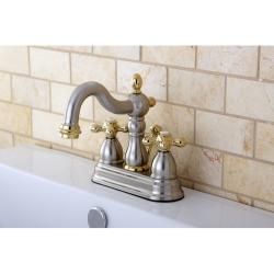 Victorian High Spout Satin Nickel/ Polished Brass Bathroom Faucet Bathroom Faucets