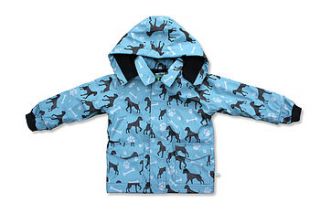 childrens rain coat in dogs by green child