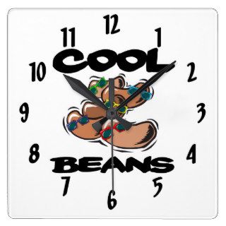 funny cool beans graphic square wall clocks
