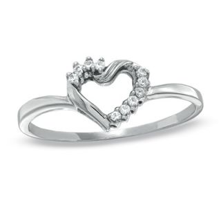 Diamond Accent Twist Heart Ring in 10K White Gold   Zales